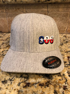 806 Flex Fit Hat (Heather Grey Retro Logo Texas Flag Logo)