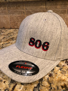 806 Flex Fit Hat (Heather Grey Retro Logo Black & Red 806)